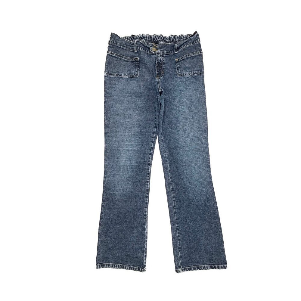 Mortherhood Back Elastic Bootcut Women's size L Dark Wash Blue Denim jeansβ
